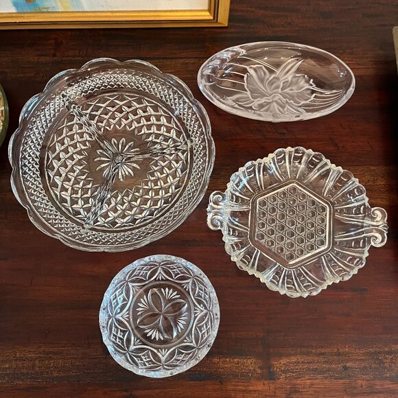 Vintage Glass Relish Jelly Butter Trinket Soap Candy  Cottagecore Grannycore - Picture 1 of 6